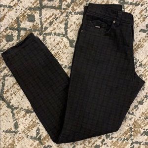 Bugatti Black Plaid Trousers Pants